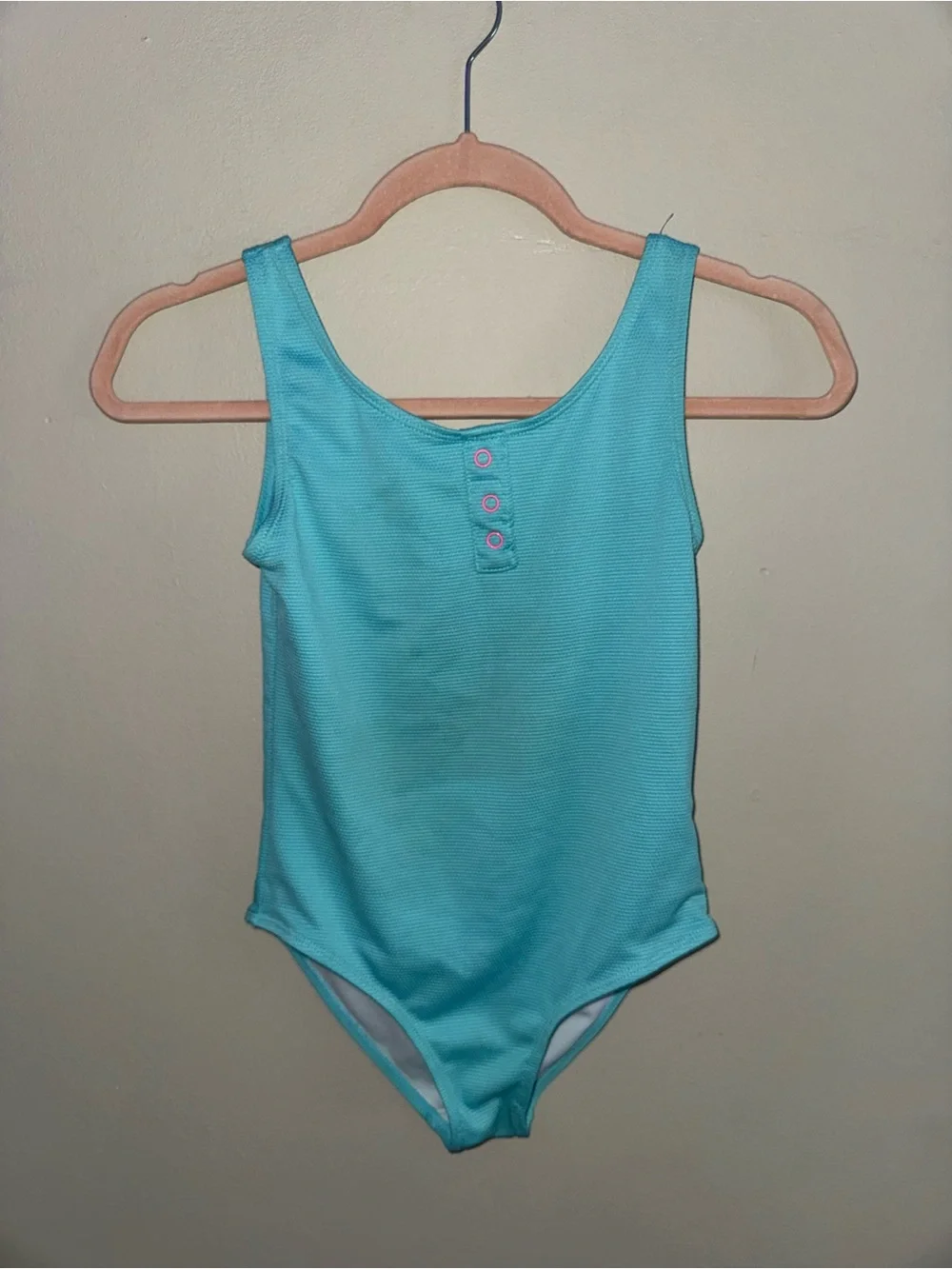 Derek Heart Girls Aqua One-Piece Swimsuit with Front Buttons